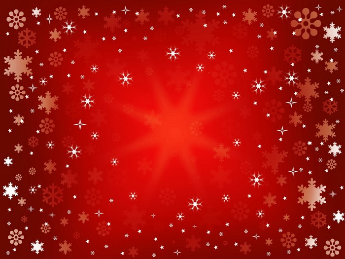 Christmas snowflakes and stars on red background