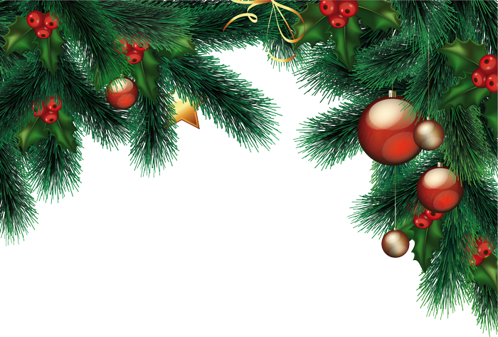 Christmas garland with ornaments and holly