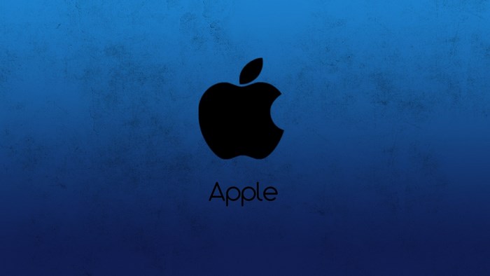 Black Apple Logo on Blue Textured Background