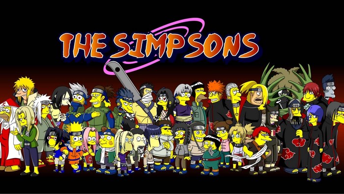 The Simpsons characters dressed as Naruto characters