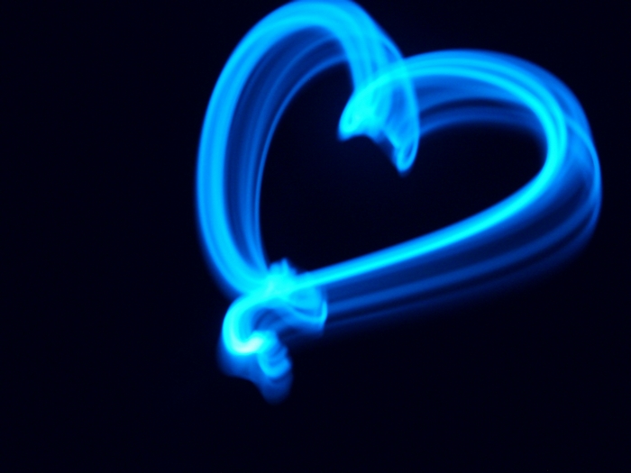 Blue heart shape light painting