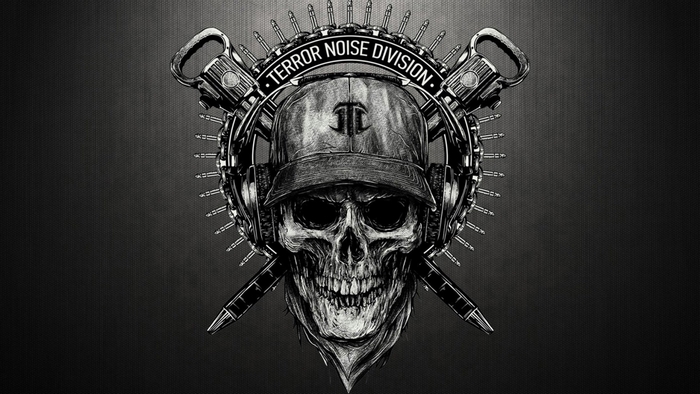 Skull with headphones and cap