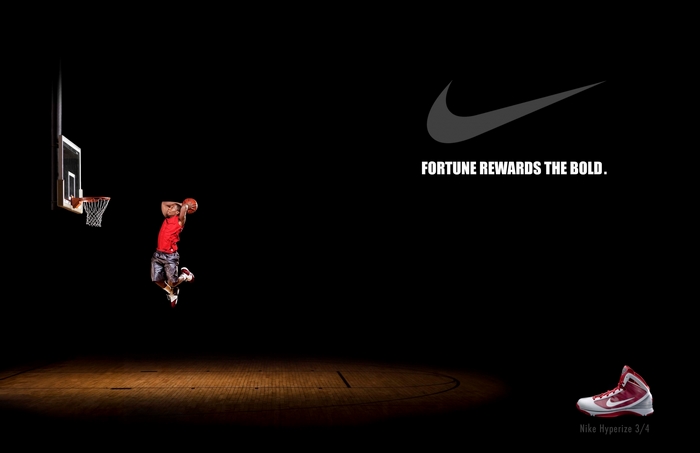 Basketball player dunking, Nike logo, and shoe