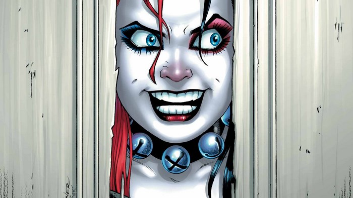 Harley Quinn peeking through a door