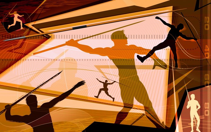 Javelin throwers in abstract sports illustration