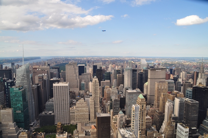 New York City Skyline with Airplane