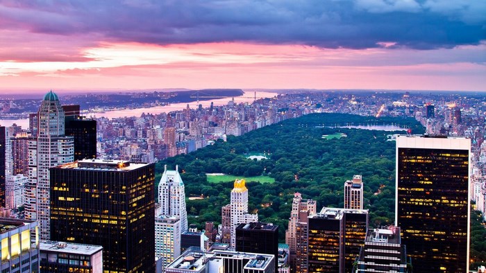 New York City Skyline with Central Park at Dusk