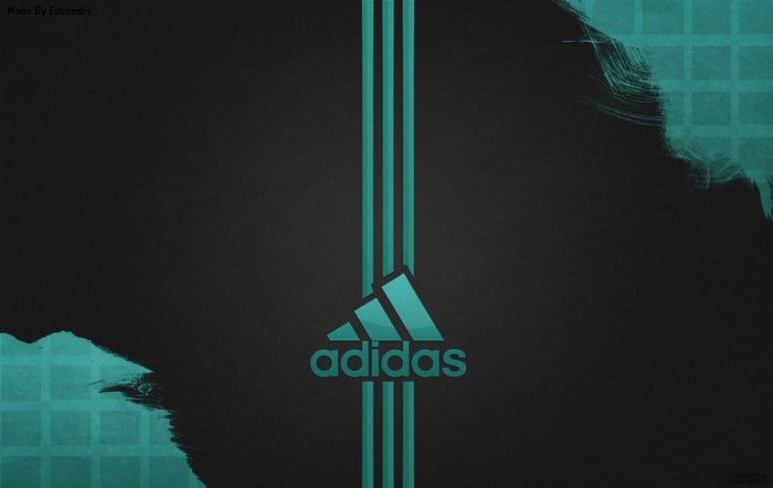 Adidas Logo with Teal Brush Strokes