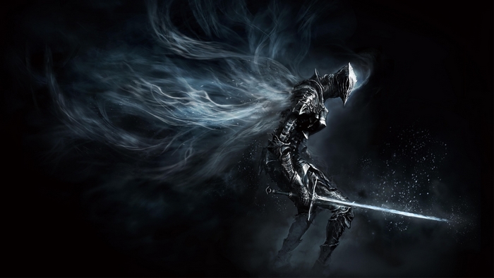 Dark Souls Knight with Sword and Smoke