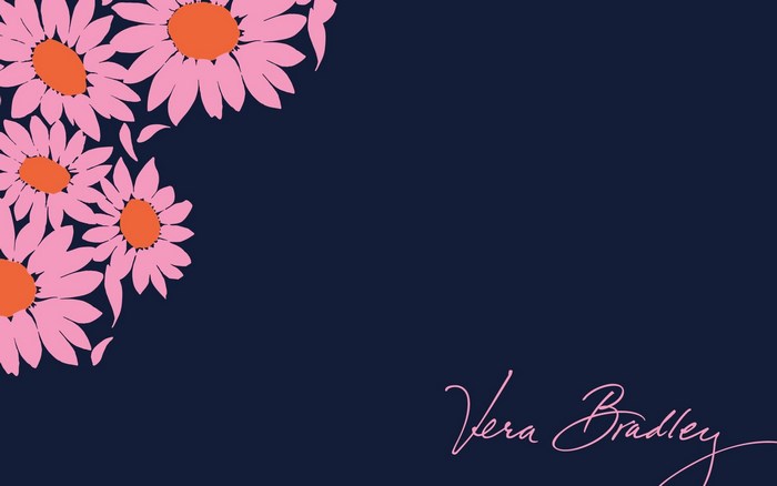 Vera Bradley pink flowers on navy background