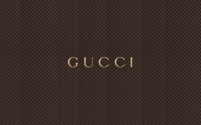 Gucci logo on brown patterned background