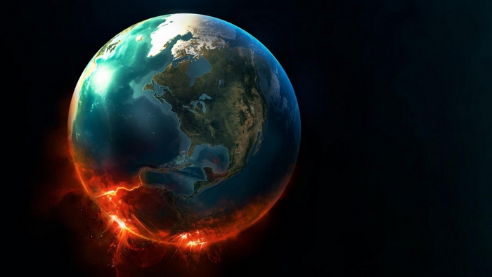 Earth with volcanic activity