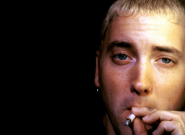 Eminem smoking a cigarette