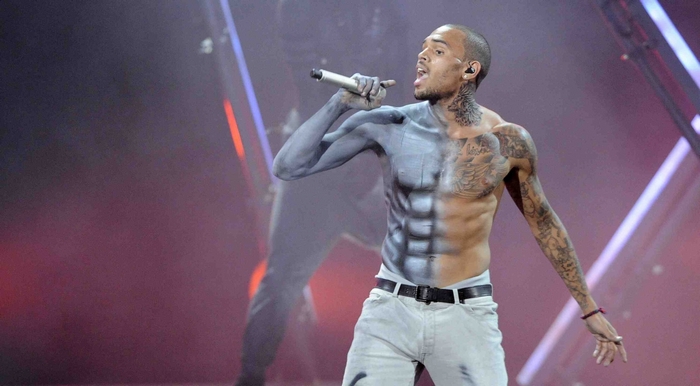 Chris Brown performing on stage
