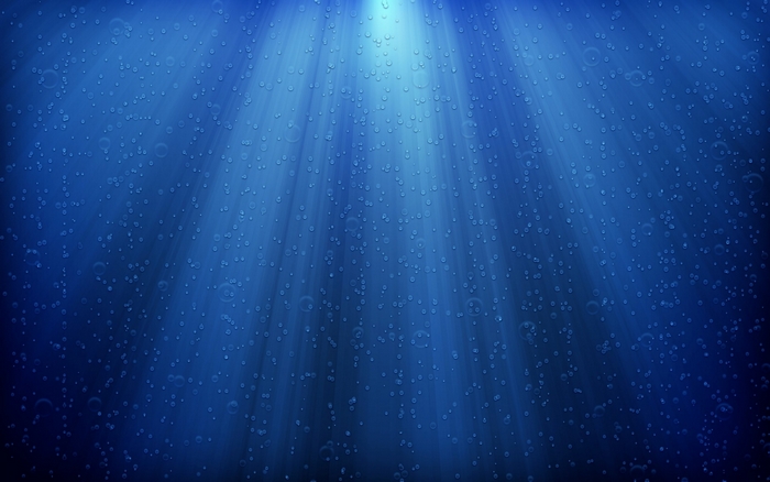 Underwater light rays with bubbles