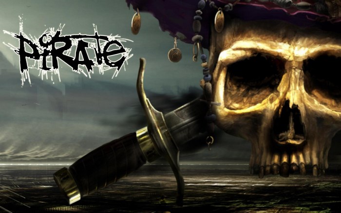Pirate Skull with Sword and Purple Headwrap