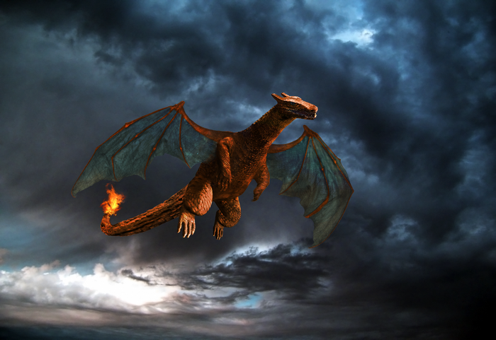 Charizard Flying Against Stormy Sky