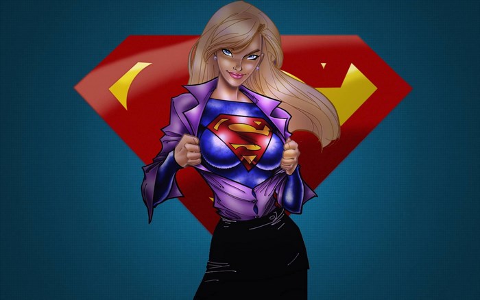 Supergirl revealing her costume