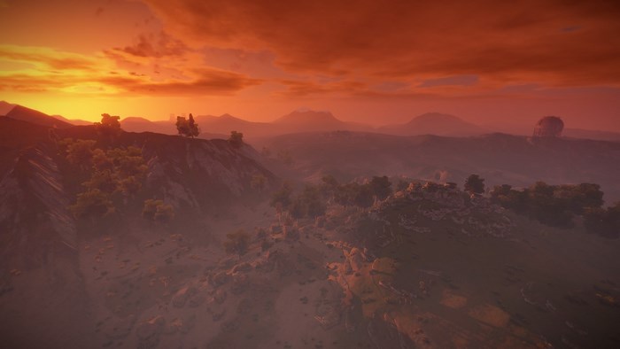 Rust landscape at sunset