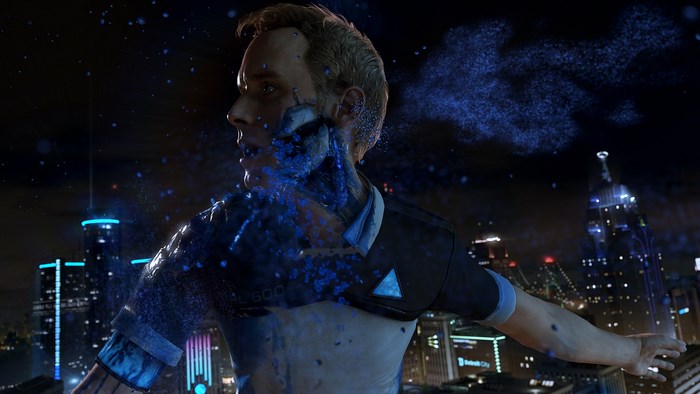 Connor from Detroit: Become Human disintegrating