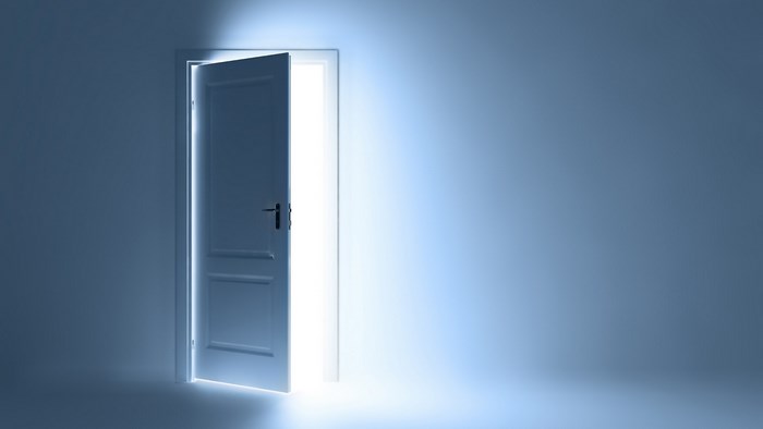 Open door with bright light