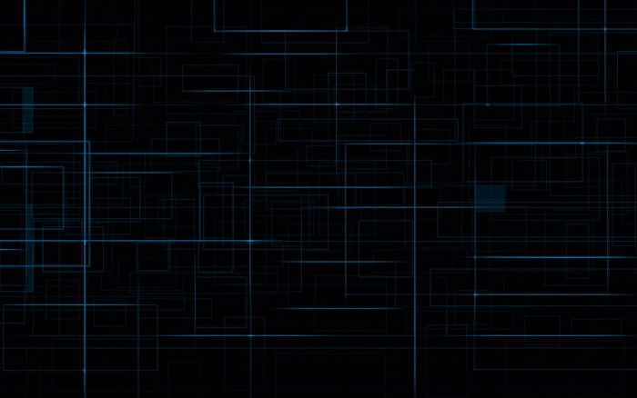 Abstract digital grid with blue lines on black