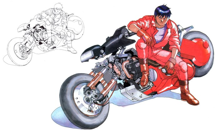 Kaneda and his motorcycle from Akira