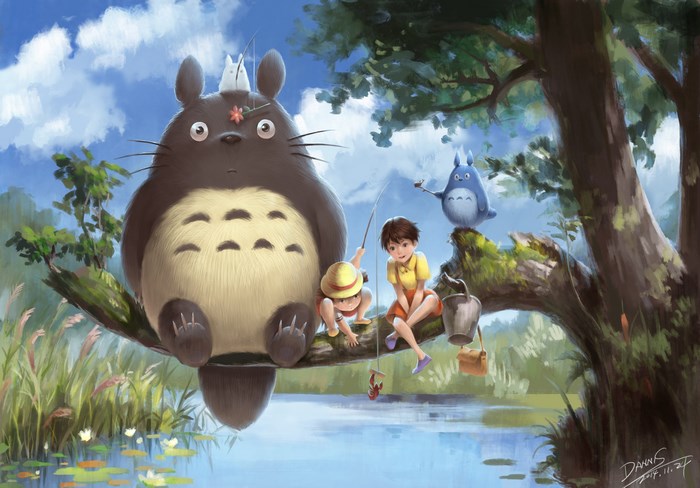 My Neighbor Totoro characters fishing