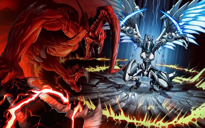 Red Dragon vs. White Winged Robot from Yu-Gi-Oh!