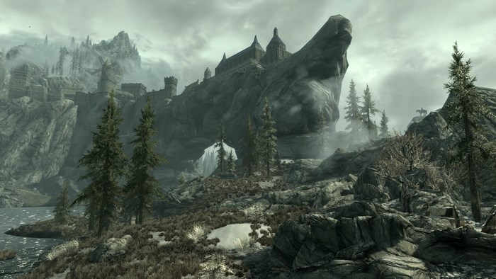 The Elder Scrolls V: Skyrim castle on a cliff