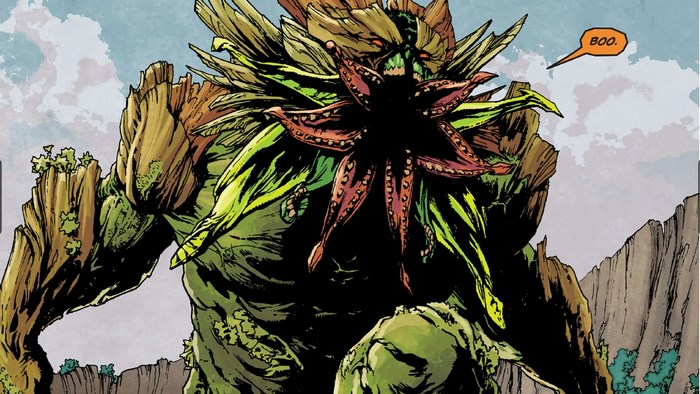Swamp Thing with a flower-like face