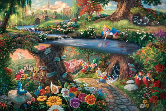 Alice in Wonderland scene with characters