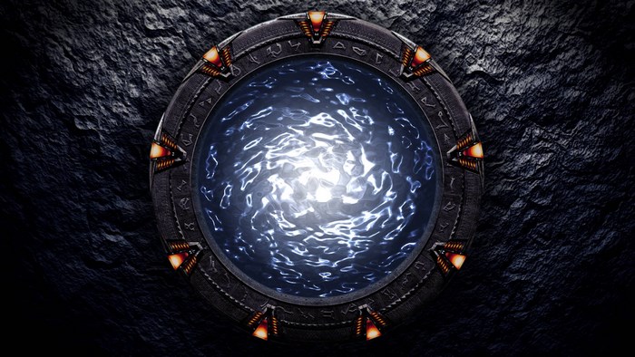 Stargate SG-1 Portal with Glowing Blue Vortex