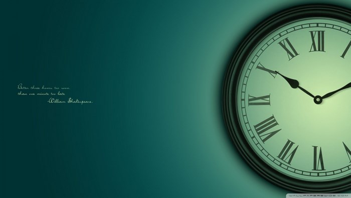 William Shakespeare quote on a clock background