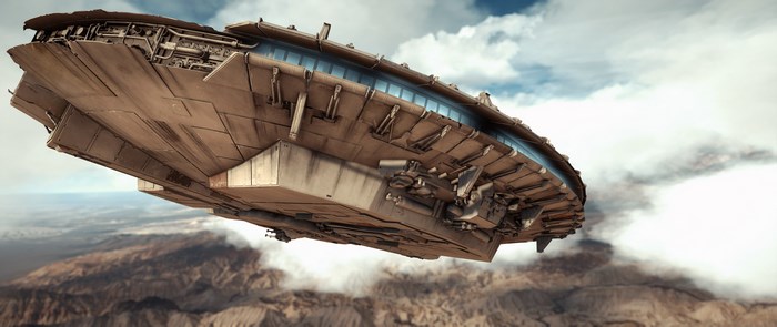 Star Wars Battlefront 2015 spaceship flying over mountains