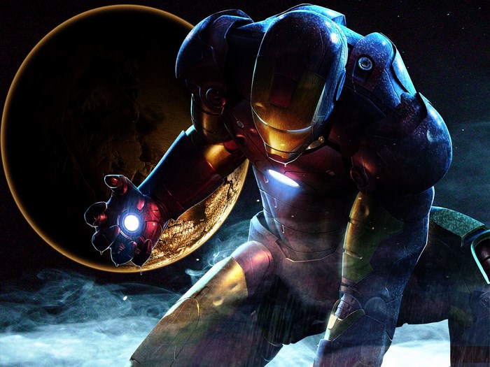 Iron Man in Space with Planet