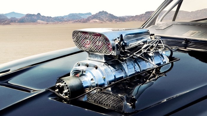 Fast and Furious car engine in desert