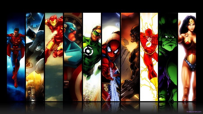 Collage of DC and Marvel Superheroes