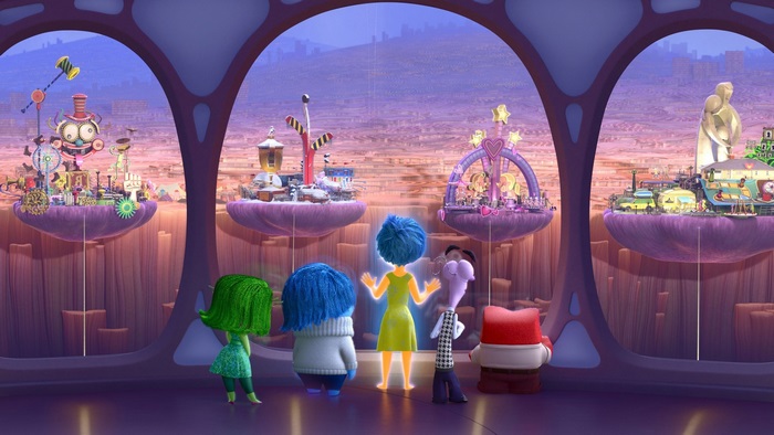 Inside Out characters looking at memory islands