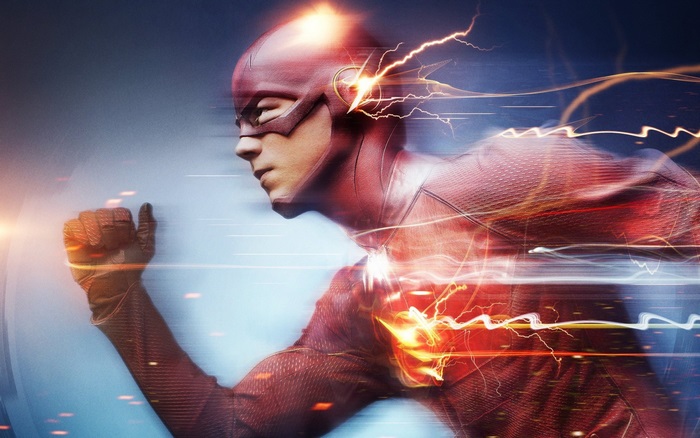 The Flash Running with Lightning Effects