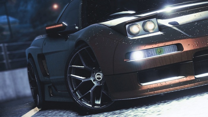 Need for Speed car on a wet road