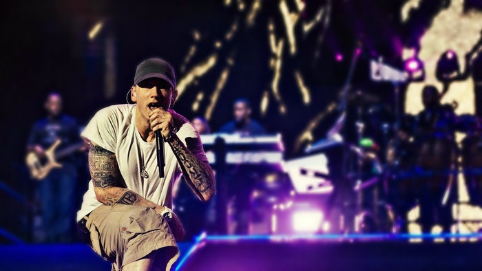Eminem performing on stage