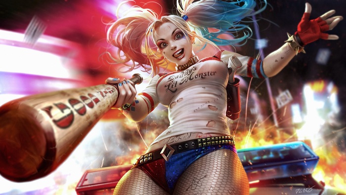 Harley Quinn Holding Baseball Bat in Action