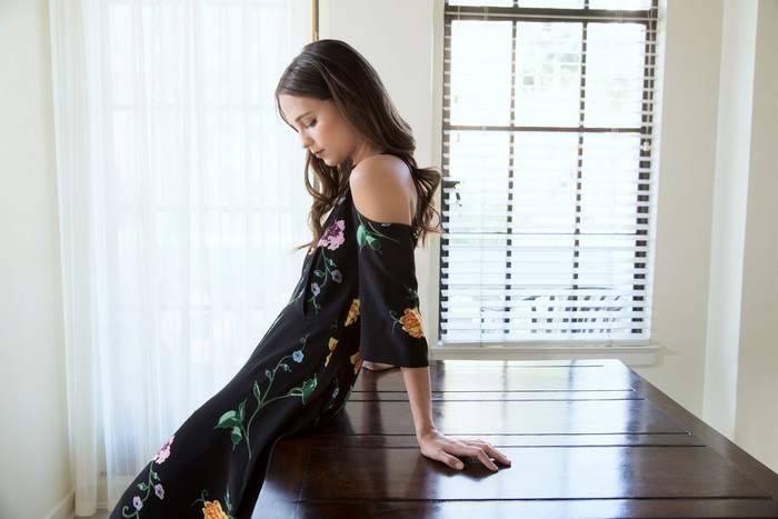 Alicia Vikander in a floral dress