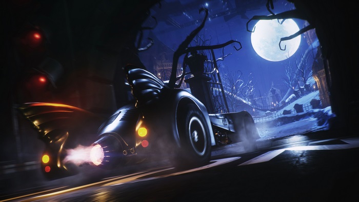 4K Batmobile Racing Under Full Moon