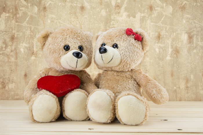 Cute Teddy Bear Couple with Red Heart 4K