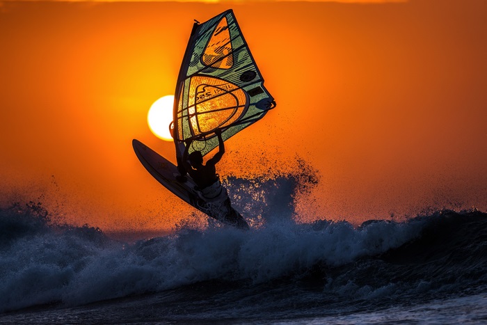 Windsurfing at Sunset 4K
