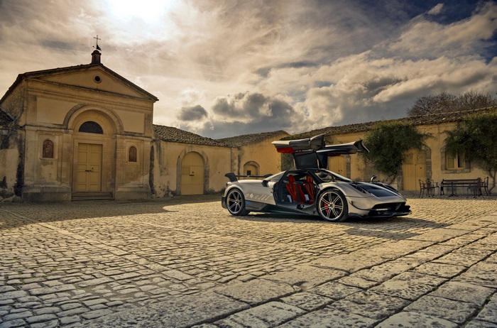 Pagani Huayra BC in front of a church