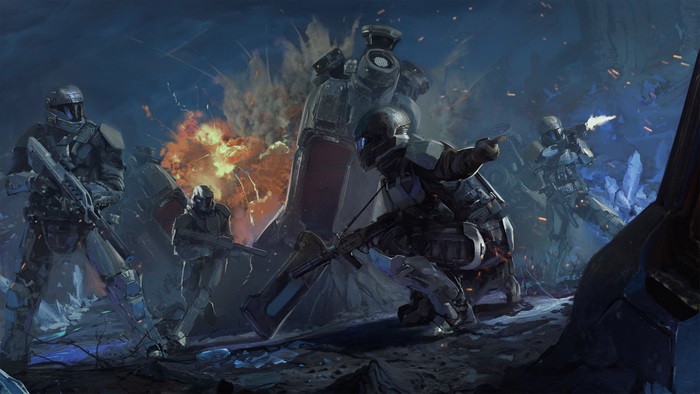 Soldiers in battle from Halo Wars 2 4K