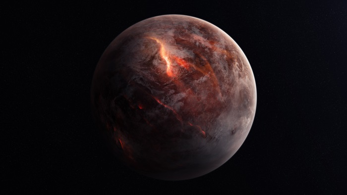 Volcanic planet in space 4K